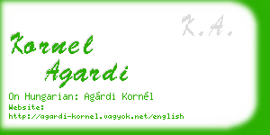 kornel agardi business card